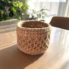 麻紐のバスケット（3号鉢カバー・小物入れ）生成り