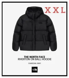 韓国限定THENORTHFACEフード付ダウンジャケットチャコールグレーXXL