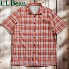 04M905◯ L.L.Bean テラコッタ 半袖 チェック　ボックスシャツ Sのサムネイル