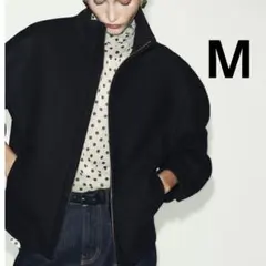 ウール製スタンドカラークロップドコート 新品タグ付き ブラック Mサイズ