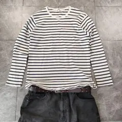 old uniqlo border long sleeve tee y2k　3