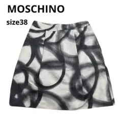 イタリア製　MOSCHINO スプレー柄 タック入り ミニスカート　総柄のサムネイル
