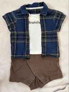 ブランシェス　チェック柄ロンパースセット 70cm