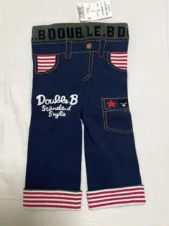 【新品タグ付き】DOUBLE.B クマ刺繍 デニム風レギンスパンツ100cm
