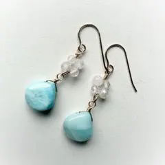1点作品⭐︎ ペアシェイプ型ラリマーピアス イヤリングに変更可能