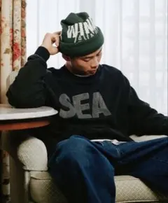 新品WINDANDSEAウィンダンシービッグロゴスウェット黒木村拓哉キムタク