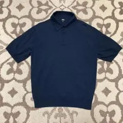 【美品】ウォッシャブルニットポロセーター ネイビー mサイズ ユニクロ