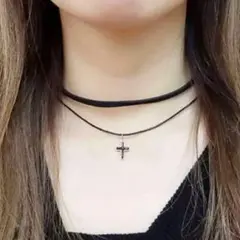 新品 チョーカー 十字架 クロス ネックレス ゴシック ブラック ダークコア