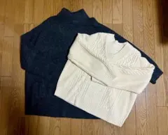 GU セーター　ニット　レディース　ダークグレー　ホワイト　２点セット