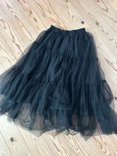 イレギュラーヘム段々チュールスカート earth