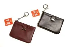 二点セット　本革　小銭入れ　ブラウン　コインケース　ワインレッド　臙脂　ミニ財布