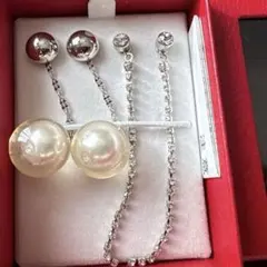 パールとクリスタルのピアスセット　新品未使用