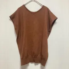 【マーベラスバイピエロ】ノースリーブニット Vネック ブラウン レディース M