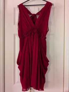 レッド♪ノースリーブワンピース☆パーティードレス☆バラの装飾☆Mサイズ♪