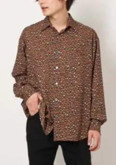 【a.v.v】メンズ・レオパード柄プリントワイドシャツ Lサイズ