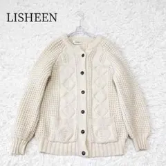 LISHEEN【アイルランド製/ウール100%】アランニットカーディガン 古着
