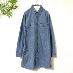 Lee デニム風ロング丈シャツ 長袖 S コットン エドウィン スナップボタンのサムネイル