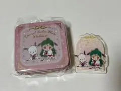 セーラームーン サンリオ　プルート×ポチャッコ 缶入りメモ アクリルクリップ