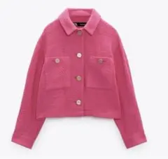 ZARA ジャケット　ツイード風　ピンク　XSサイズ