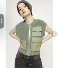 オリーブグリーン ベスト SLY ニットベスト