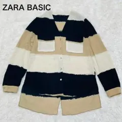 ザラベーシック　ZARA BASIC ボーダー柄　長袖ブラウス　【XS】　清涼感
