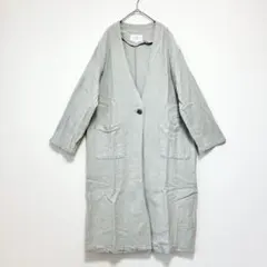 Samansa Mos2 blue リネンブレンド　ガウンコート　ゆったり　Fのサムネイル
