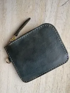 L字ファスナーミニウォレット コンパクト財布　イタリアンレザー　手染め　グレー