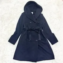 ランバン カシミアウール フーデッドダブルコート ショールカラー リボンベルト