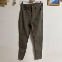 シューラルー オリーブ色 チェック柄 スキニーパンツ M