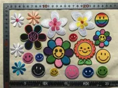 アイロンワッペン　スマイル&フラワー　20枚まとめて