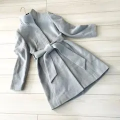 美品　イネド　ロングコート　スタンドカラー　アンゴラ　モヘア　ライトグレー