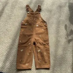 ZARA ブラウン 花柄刺繍 オーバーオール　3y 98cm