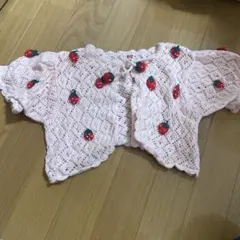 いちご刺繍 ピンク カーディガン