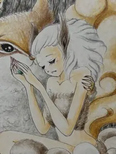 手描きイラスト「うろの中で」