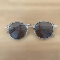 クリアフレーム グレーレンズ ラウンドサングラス