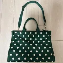 【新品・未使用】kate spade グリーン ドット柄 ショルダーバッグ