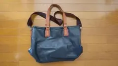 L.E.D.BITES 本革トートバッグ：ネイビーのサムネイル