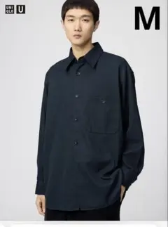 UNIQLO U ツイルワークオーバーサイズシャツ M ネイビー