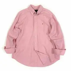 ポロラルフローレン 長袖シャツ オックスフォード ポニー 90s ピンク L