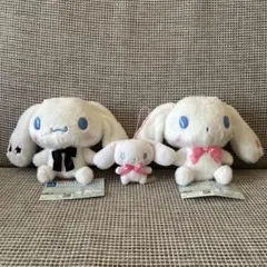 サンリオ　シナモンロール　ぬいぐるみ2体とマスコット　ピンク ブラック スター