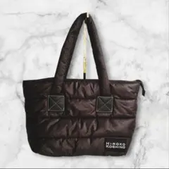 美品【HIROKO KOSHINO】中綿トートバッグ ブラック