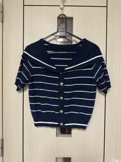 セーラーカラー ボーダーニット 半袖のサムネイル