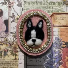 SALE‼️羊毛フェルト✨フレンチブルドッグ✨ニードル刺繍✨ハンドメイドブローチ