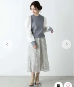 タグ付き　WEGO プリーツロングスカート　花柄　Fサイズのサムネイル