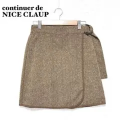 ナイスクラップ ツイード ラップ ミニスカート ブラウン ベルト バックゴム