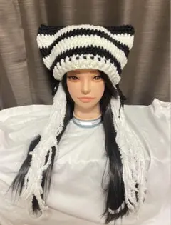 猫耳ニット帽【No.101】y2k スキー帽子