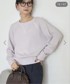 AMERICAN HOLIC ソフトコットンスウェットライクニットトップス M