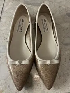 【TEMPERATE】テンパレイト　ゴールドフラットシューズ　雨の日用