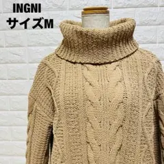 INGNI ベージュ ケーブル編み ニット M ゆったり 秋冬 美品【874】