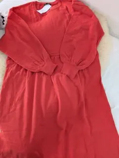 新品未使用　オレンジ 長袖ニットワンピース LLサイズ　タグ付